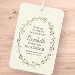 Ambientador Favor del partido Baby Shower de la floración verd<br><div class="desc">El diseño está compuesto por una tipografía de guion cursiva y sísmica sobre un fondo blanco lleno de vegetación acuarela hojas de follaje verde. El diseño es moderno,  sencillo,  divertido y orgánico. Disponible aquí: http://www.zazzle.com/store/selectpartysupplies</div>