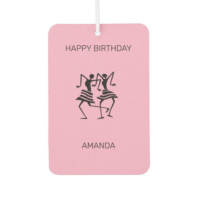 Ambientador Feliz cumpleaños, bailarinas rosadas (Anverso)