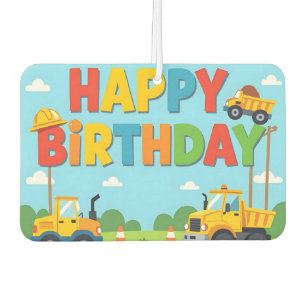 Ambientador Feliz cumpleaños tema constructor de obras