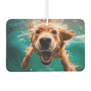 Ambientador Feliz Golden Retriever nadando bajo el agua