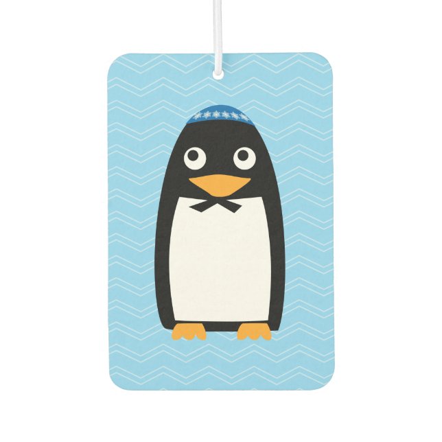 Ambientador Feliz Hanukkah Pingüino Judío Yarmulke (Anverso)