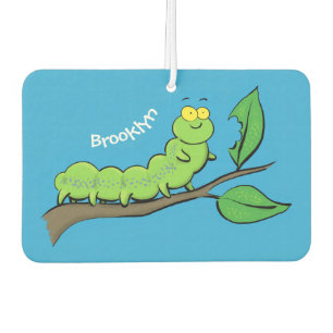 Ambientador Feliz ilustracion personalizado de oruga verde
