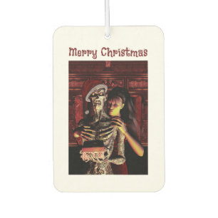 Ambientador Feliz Navidad. Esqueleto divertido con mujer