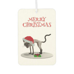 Ambientador Feliz Navidad. Gato con sombrero de Santa