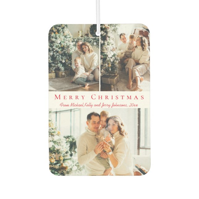 Ambientador Feliz Navidad guión rojo 3 collage de fotos (Anverso)