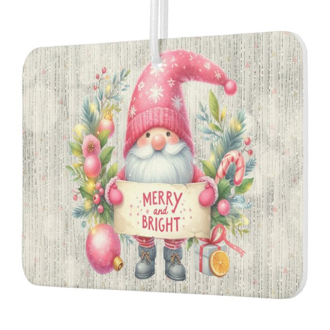 Ambientador Feliz Navidad Rosa Gnome Purpurinoso (Izquierda)