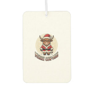 Ambientador Feliz Vaca Navidad Highland Cow Camiseta Diseño de