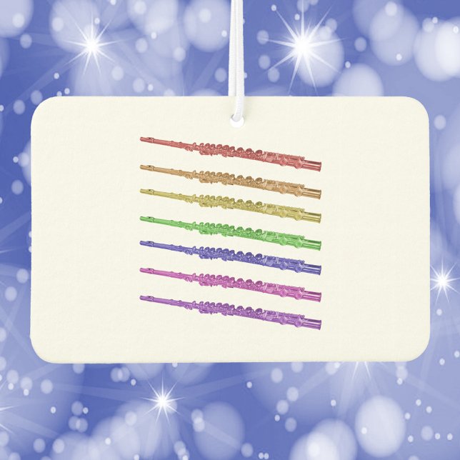 Ambientador Flauta arcoiris colorida (An air freshener with a colorful flute design.)