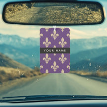 Fleur de Lis, Beige sobre Púrpura, Real, Tu Nombre
