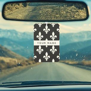 Ambientador Fleur de Lis, Blanco sobre Negro, Blanco, Tu Nombr