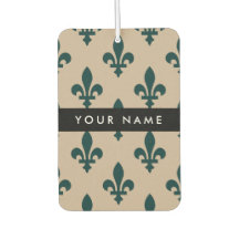 Fleur de Lis, Green on Beige, Royal, Your Name
