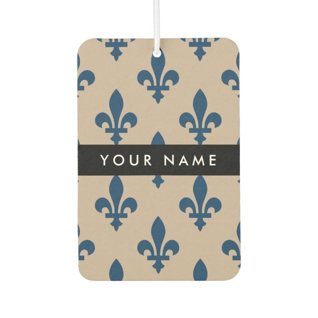 Ambientador Fleur de Lis, Navy Blue on Beige, Royal, Your Name (Anverso)