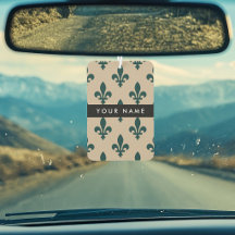Fleur de Lis, Verde sobre Beige, Real, Tu Nombre