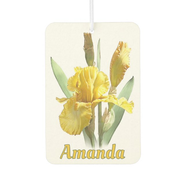 Ambientador Flor de iris con barba amarilla personalizada (Anverso)