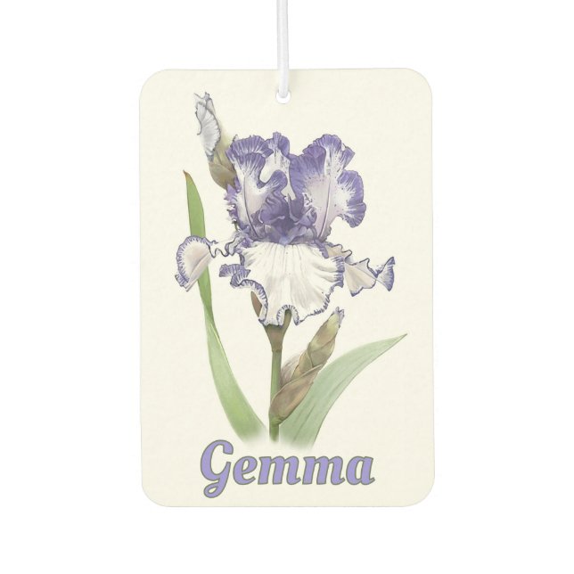 Ambientador Flor de iris morada personalizada (Anverso)