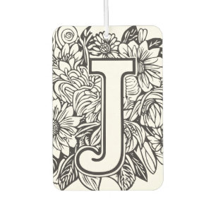Ambientador Flores de tinta de monograma blanco y negro de est