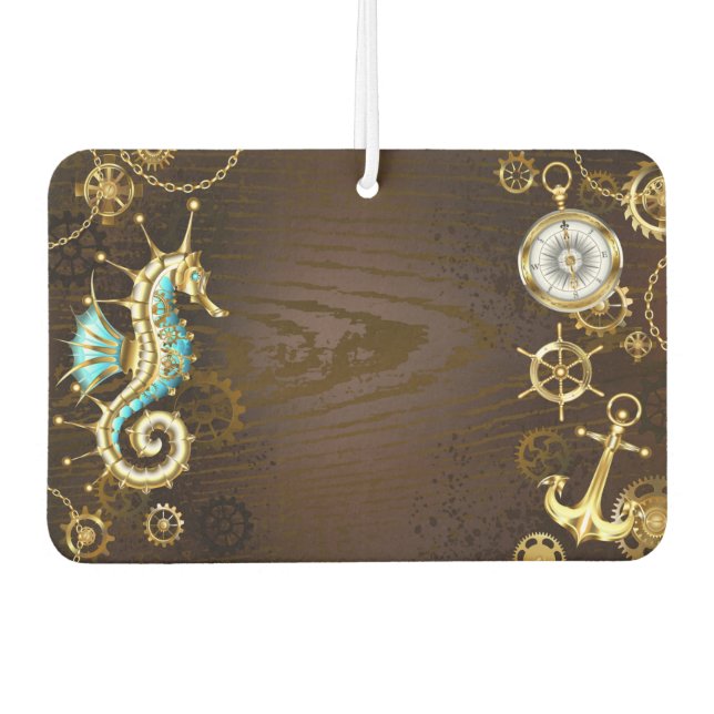 Ambientador Fondo de madera con caballito de mar mecánico (Anverso)