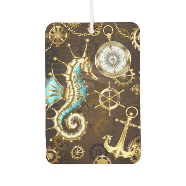 Ambientador Fondo de madera con caballito de mar mecánico (Anverso)