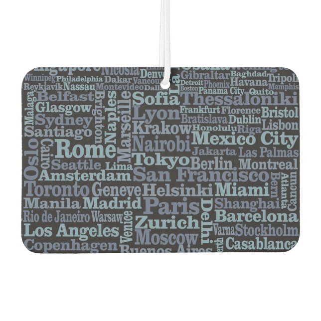 Ambientador Frescor de aire para autos de World Cities (Anverso)
