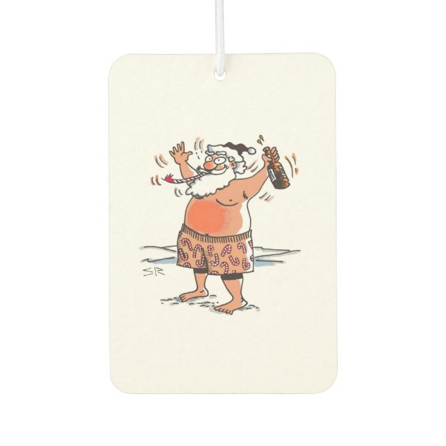 Ambientador Fresenador de aire del coche de Drunk Santa (Anverso)