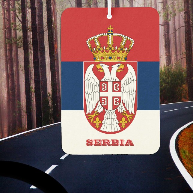 Ambientador Freshener de coche con bandera serbia, Serbia (Subido por el creador)