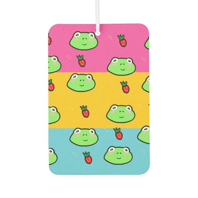 Ambientador Frogcore de bandera pansexual y amante de la fresa (Anverso)