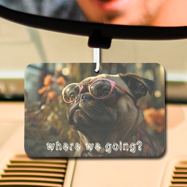 Ambientador Fun Dog Photo Car Air Freshener ("Where we going?" cute dog photo car air freshener - you can change to a photo of your dog!)