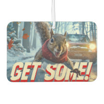 Funny Action Squirrel Air Freshener "Consigue algo