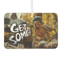Funny Action Squirrel Air Freshener "Consigue algo