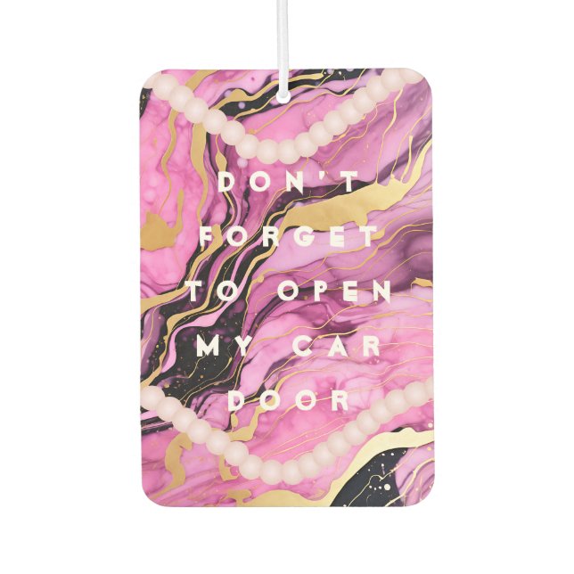 Ambientador Funny Chica cita auto rosa de puerta abierta (Anverso)