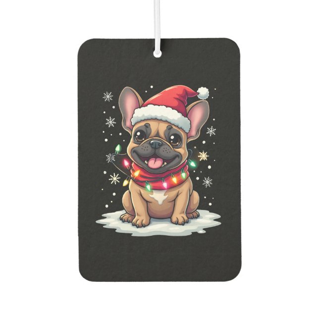 Ambientador Funny French Bulldogs Christmas Santa Hat Lights S (Anverso)