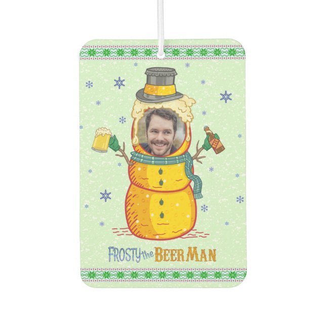 Ambientador Funny Frosty Beer Man Humor Personalizado Navidade (Anverso)