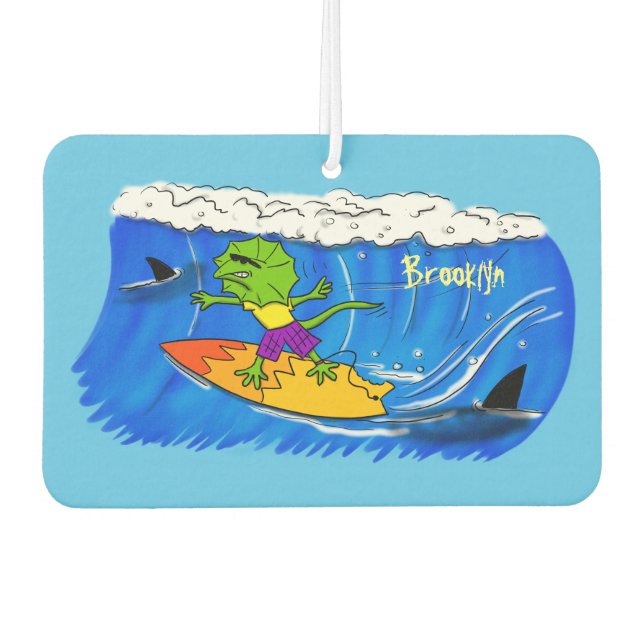 Ambientador Funny personalizado de surf con lagarto frito (Anverso)