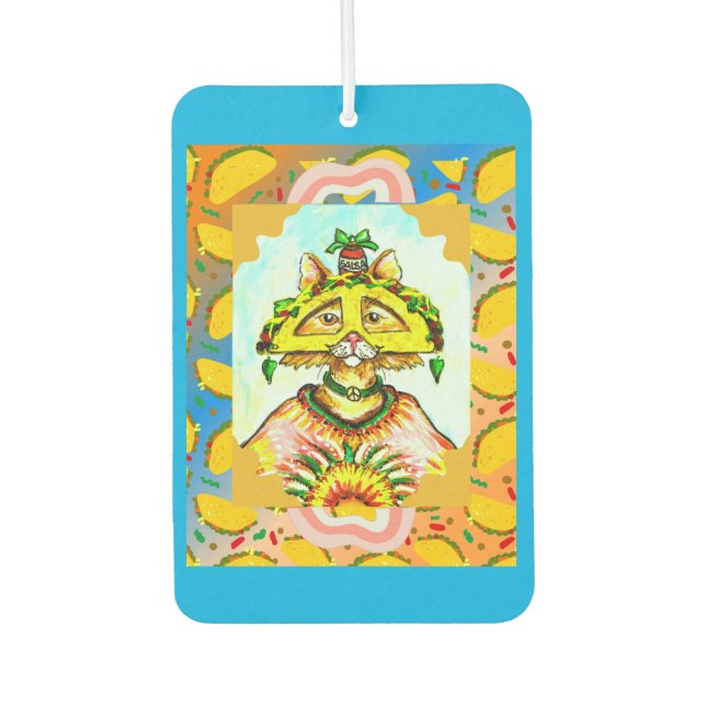Ambientador Funny Taco Hippie Cat Air Freshener (Anverso)