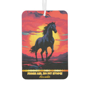 Ambientador Galopas de caballos negros al atardecer por las mo