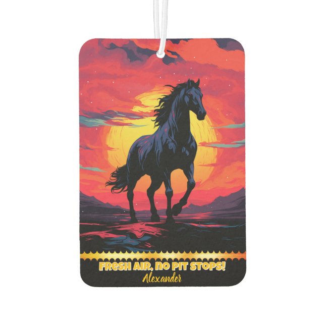 Ambientador Galopas de caballos negros al atardecer por las mo (Reverso)