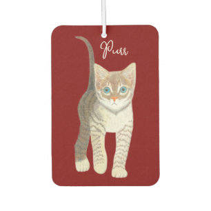 Ambientador Gatito Atigrado Con Texto Granate