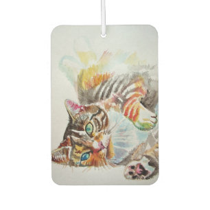 Ambientador Gato atigrado gatos arte mascotas Acuarela Damas 