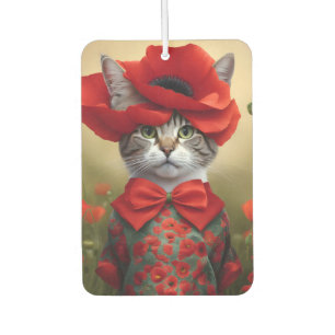 Ambientador Gato con un vestido hecho de una amapola