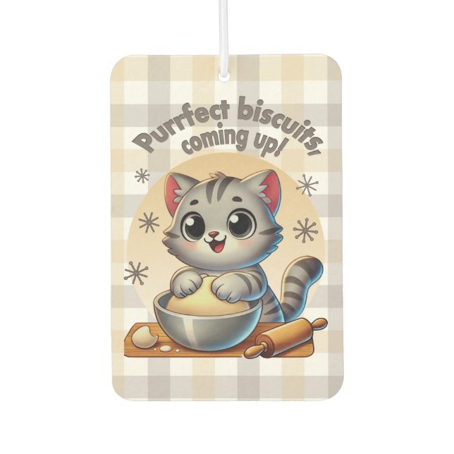 Ambientador Gato de rodillas "Procure galletas, venga" (Anverso)