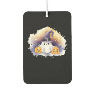 Ambientador Gato Fantasma Adorable con Calabazas � Arte Kawaii