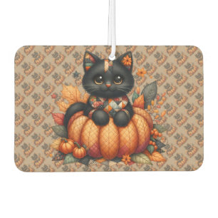 Ambientador Gato negro en calabaza con patrón de inclinación o