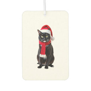 Ambientador Gato negro feo de Navidad sombrero de Santa bufand