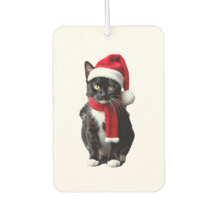 Ambientador Gato negro feo de Navidad sombrero de Santa bufand