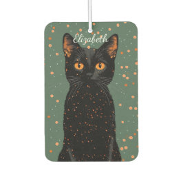 Ambientador Gato negro místico con ojos Naranjas y Purpurina