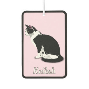 Ambientador Gato negro y blanco tuxedo personalizado