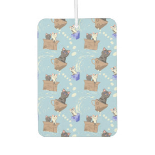 Ambientador Gatos en caja y gotas de leche en azul