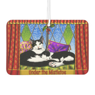 Ambientador Gatos esmoquin bajo el muérdago personalizados