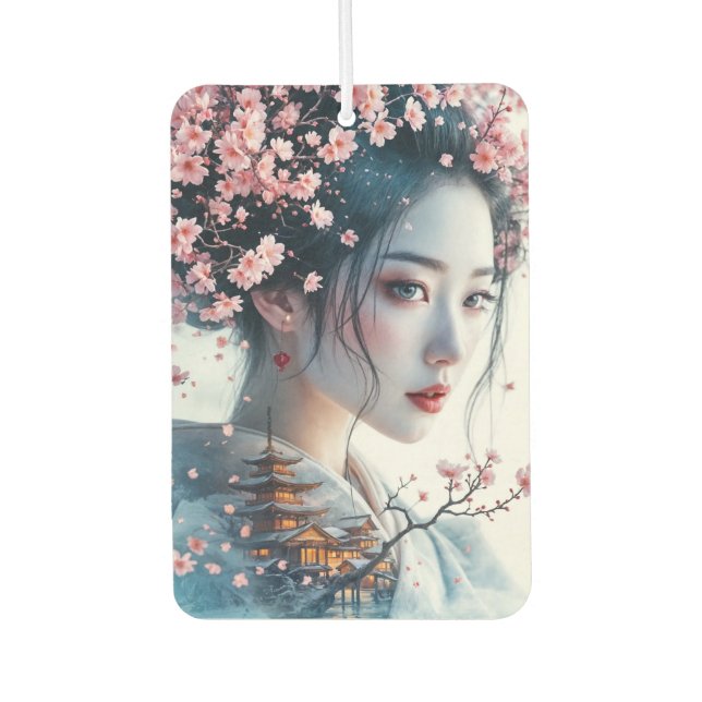 Ambientador  Geisha portrait, cherry blossoms, Japanese art, (Anverso)