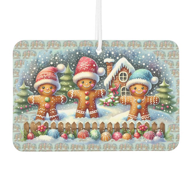 Ambientador Gingerbread Family Snowy Christmas Scene (Anverso)
